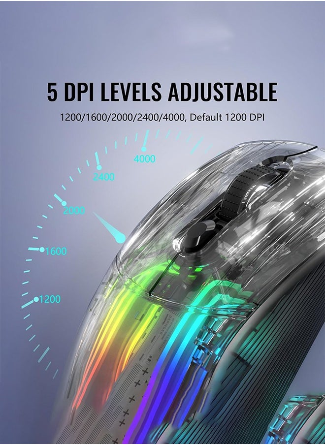 Attack Shark - X2 Pro Wireless Gaming Mouse with Charging Dock, Silent Bluetooth Mouse (Tri-Mode BT5.0/2.4G/Wired), RGB Ergonomic Mouse 4000 DPI, Transparent Case, PC/Mac/Tablet, Black - Image 1