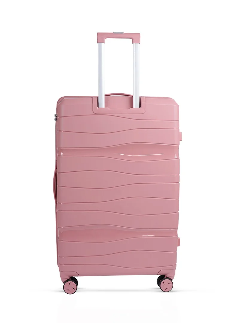 MNUK Viajero Check-in Luggage- 28 Inch | PP Material Hard-side Smooth and comfortable Luggage Trolley with TSA Lock | Double 360° 4 Wheeler| Large- Pink