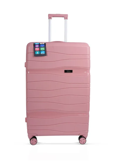 MNUK Viajero Check-in Luggage- 28 Inch | PP Material Hard-side Smooth and comfortable Luggage Trolley with TSA Lock | Double 360° 4 Wheeler| Large- Pink