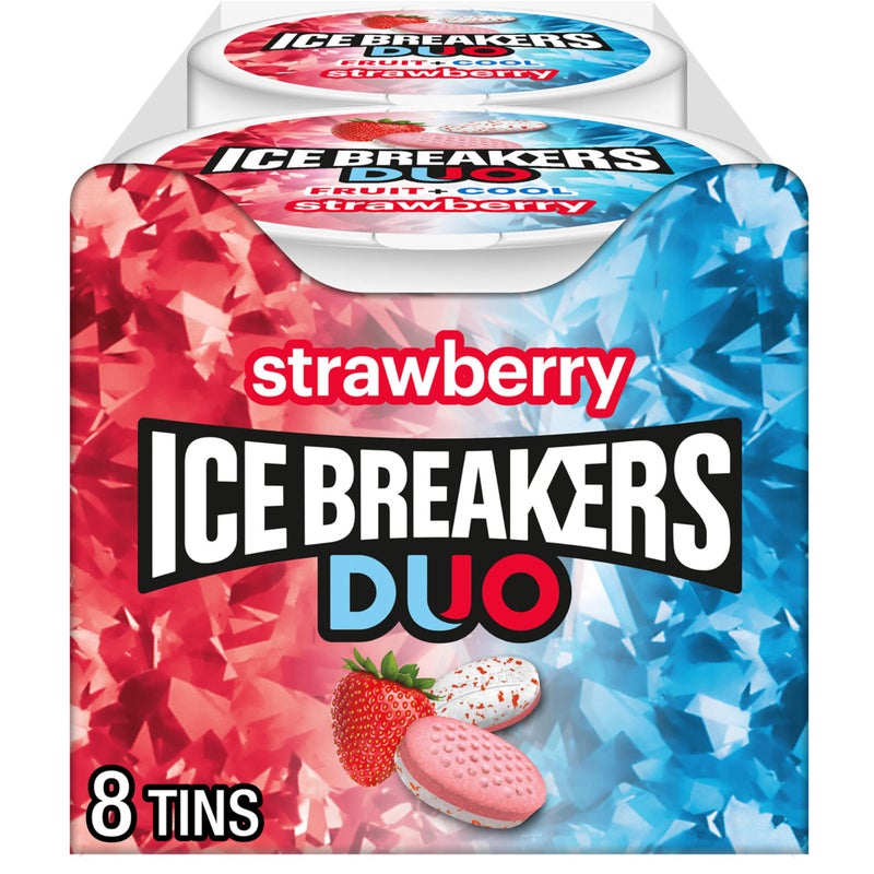 ICE BREAKERS Duo Fruit Plus Cool Strawberry Flavored Sugar Free Mints Pucks 13 oz 8 Count - Image 3
