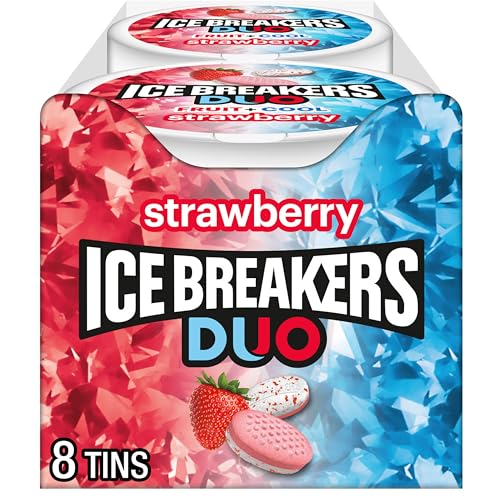 ICE BREAKERS Duo Fruit Plus Cool Strawberry Flavored Sugar Free Mints Pucks 13 oz 8 Count - Image 1
