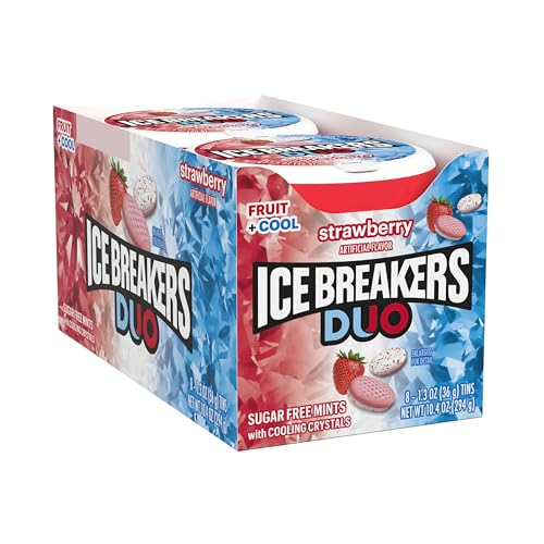 ICE BREAKERS Duo Fruit Plus Cool Strawberry Flavored Sugar Free Mints Pucks 13 oz 8 Count - Image 5
