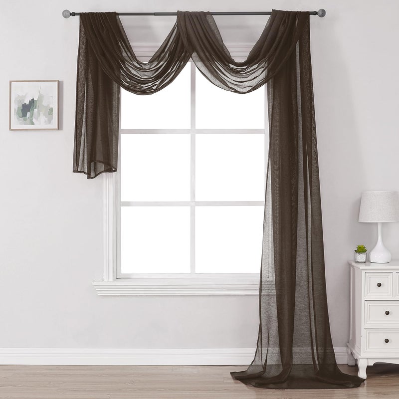 DONREN Chocolate Brown Window Scarf for Outdoor Decoration Add Luxury Beautiful Elegant Effect to Curtain Panels 1 Panel 52 x 216 Inches Long