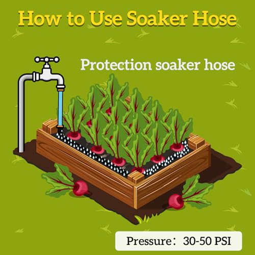 LINEX Garden Flat Soaker Hose 1/2" x 15 ft for Garden Beds Drip Irriagtion Hoses Heavy Duty Save Water 80% - Image 5