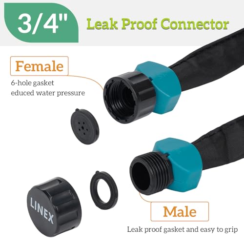 LINEX Garden Flat Soaker Hose 1/2" x 15 ft for Garden Beds Drip Irriagtion Hoses Heavy Duty Save Water 80% - Image 2