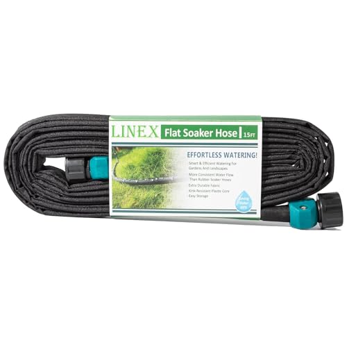 LINEX Garden Flat Soaker Hose 1/2" x 15 ft for Garden Beds Drip Irriagtion Hoses Heavy Duty Save Water 80% - Image 1