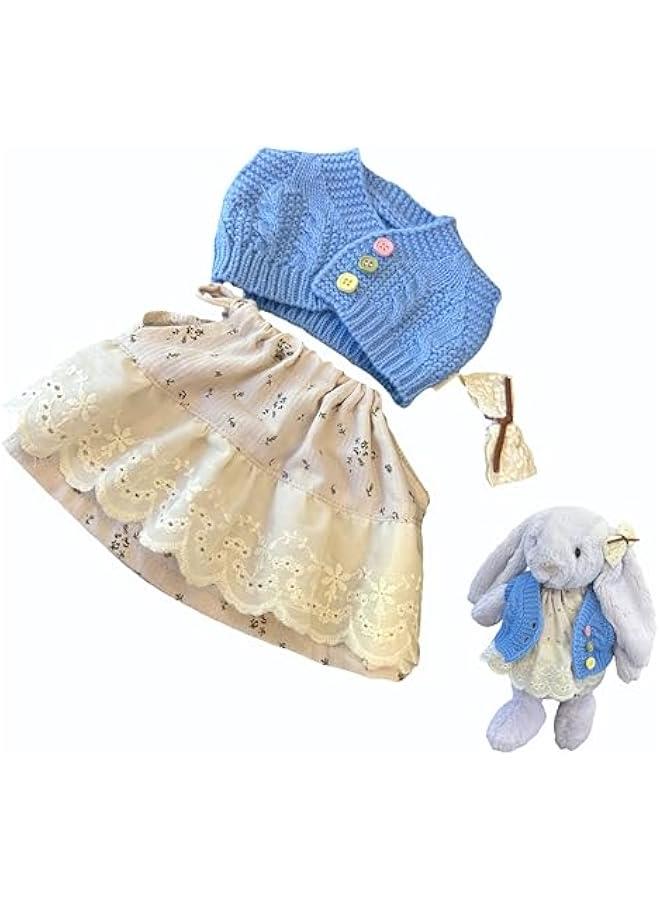 Clothes for Jellycat Bashful Bunny,Stuffed Animal Outfits Fits,12-Inch Teddy Bear Clothes, only Without Doll.(3pc Includes 1 Doll Dress,1 Lace Hair Clip,1 Sweater)  - Image 1