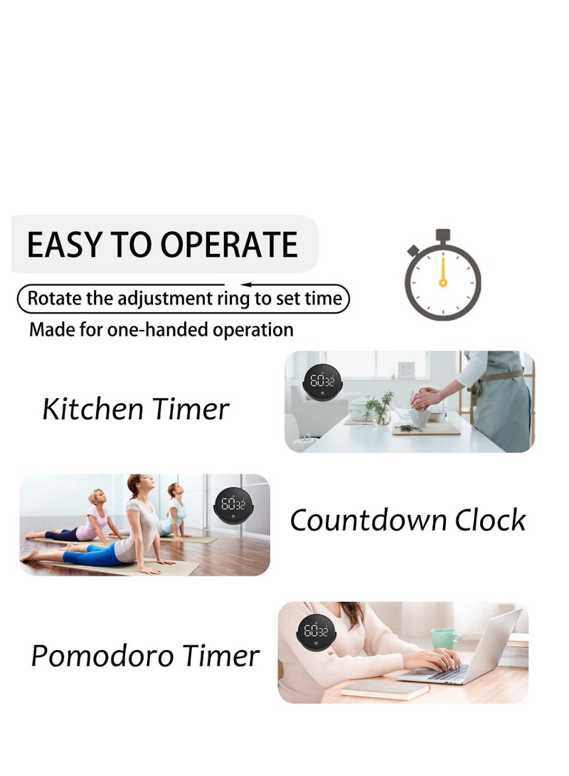 مؤقت مطبخ للطهي، مؤقت رقمي للعد التنازلي مع حامل وشاشة بارزة واضحة ومشرقة، مؤقت مغناطيسي مع جرس عالي قابل للتعديل للصالة الرياضية، الفصل الدراسي، المعلمين، الأطفال، والتمارين الرياضية - Image 3