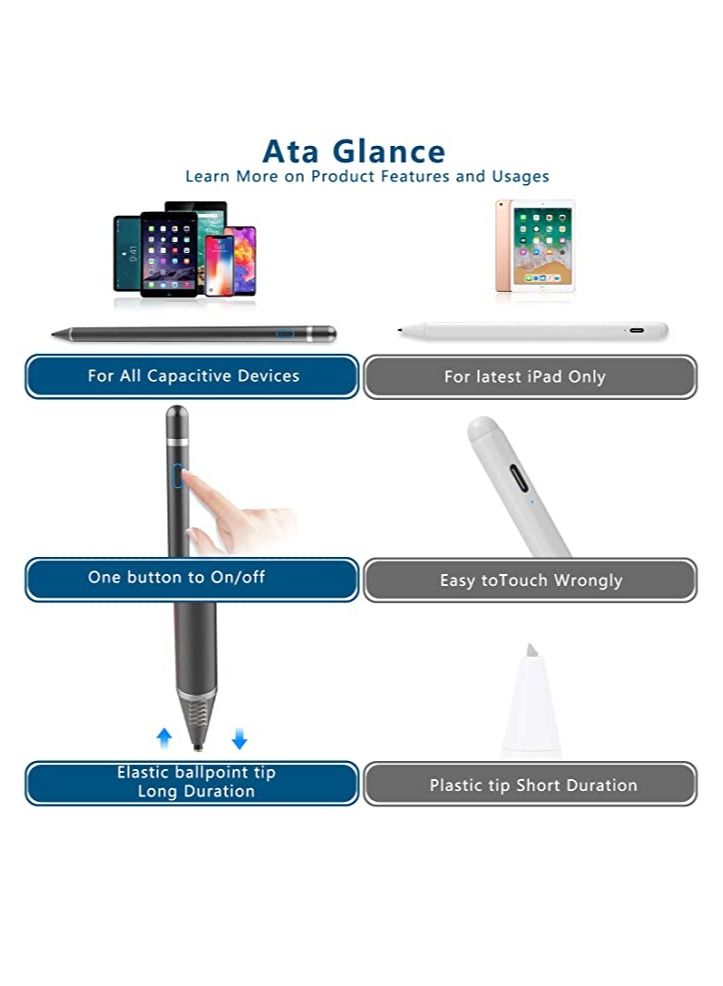 DUSALA Styles Pen Digital Pencil Fine Point Active Pen for Touch Screens,Compatible with iPhone iPad and Other Tablets (Black) - Image 4