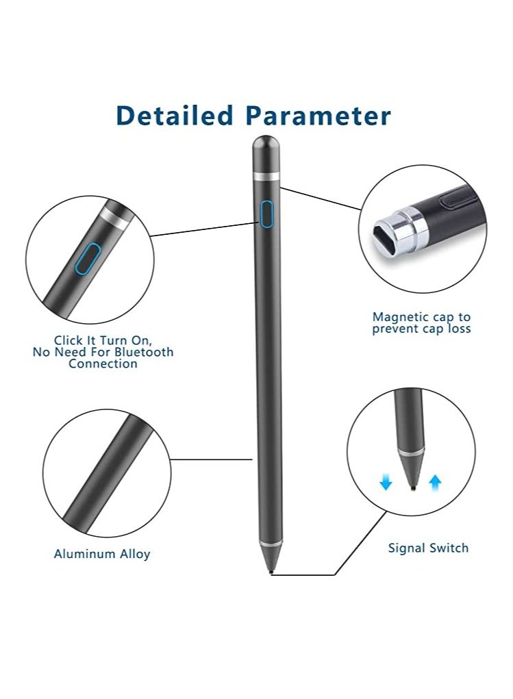 DUSALA Styles Pen Digital Pencil Fine Point Active Pen for Touch Screens,Compatible with iPhone iPad and Other Tablets (Black) - Image 3