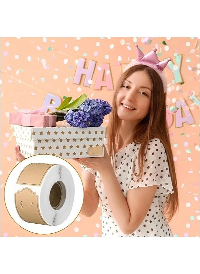 300 Pcs Gift Tag Stickers, Natural Brown Kraft to and from Gift Name Labels Stickers, Self Adhesive Tags Holiday Decorative - Image 4