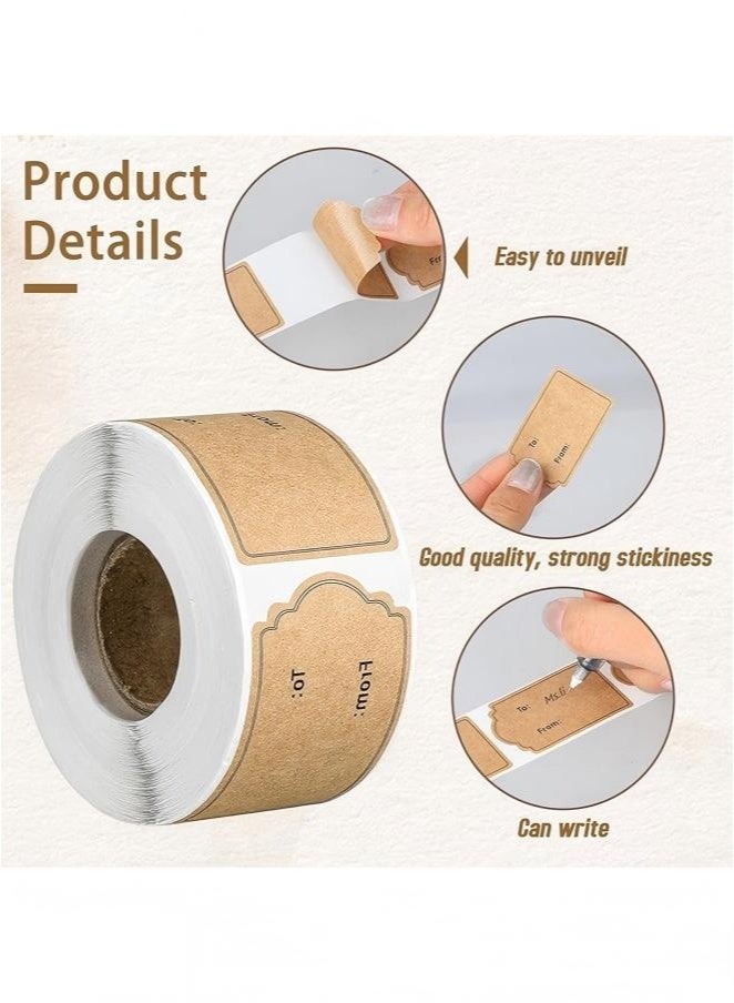300 Pcs Gift Tag Stickers, Natural Brown Kraft to and from Gift Name Labels Stickers, Self Adhesive Tags Holiday Decorative - Image 3