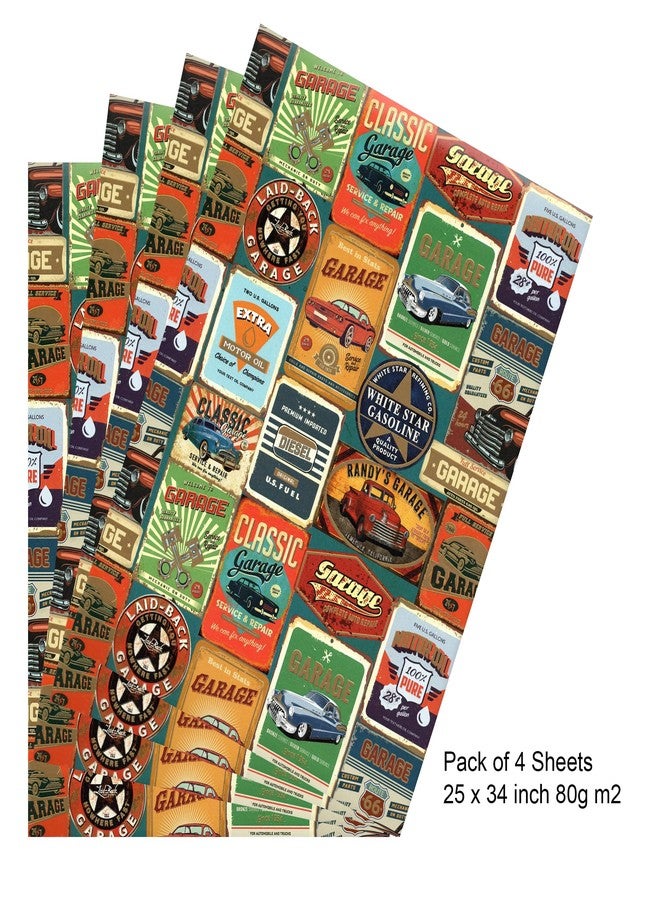 arkamii Premium Wrapping Paper Set of 4 Sheets Size 34 x 25 Inch Garage Cars Man Gift Wrap (18-9226) - Image 4