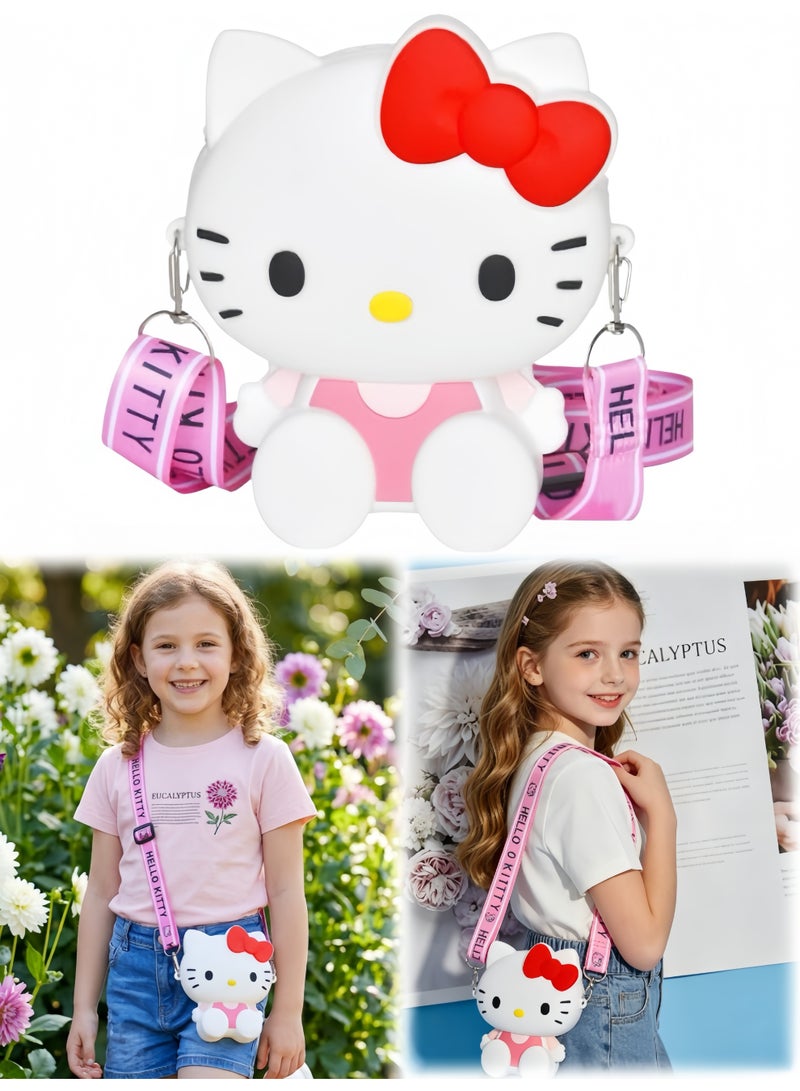 Hello Kitty Kawaii Crossbody Handbag with Adjustable Shoulder Strap, Zipper Cute Mini Anime Coin Wallet - Image 1