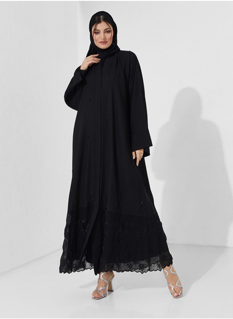 Rosette Abaya - Elegant Abaya With Datil embroidery Design - Image 1