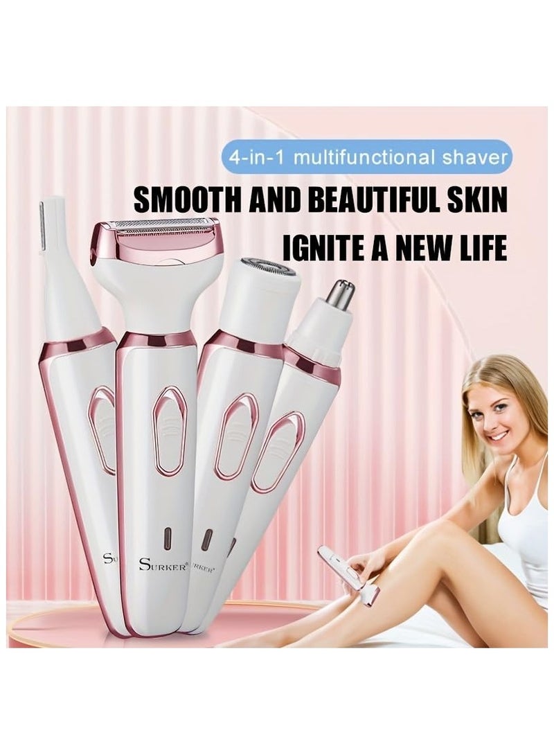 BEUTPATER 4 in 1 Electric Razor for Women Bikini Trimmer, Women's Shaver Cordless Wet and Dry, Shaver for Face, Legs and Underarms, Replaceable Trimmer Head, Rechargeable Womens Body Shavers Set - Image 3