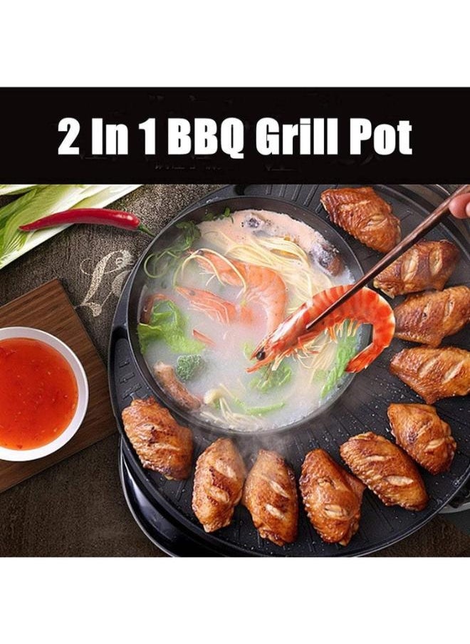 EasyLife - Electric Grill Pan With Hot Pot， 1500W Household Multifunctional Barbecue Frying Pan Dual-Purpose Barbecue Hot Pot One Pot Electric Hot Pot Electric Grill Pan - Image 1