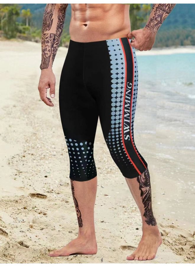 Loquat 2024 Men's Swimming Training Running Beach High Waist Plus Size Multi-functional Sports Shorts-Color:Black-  - Image 1