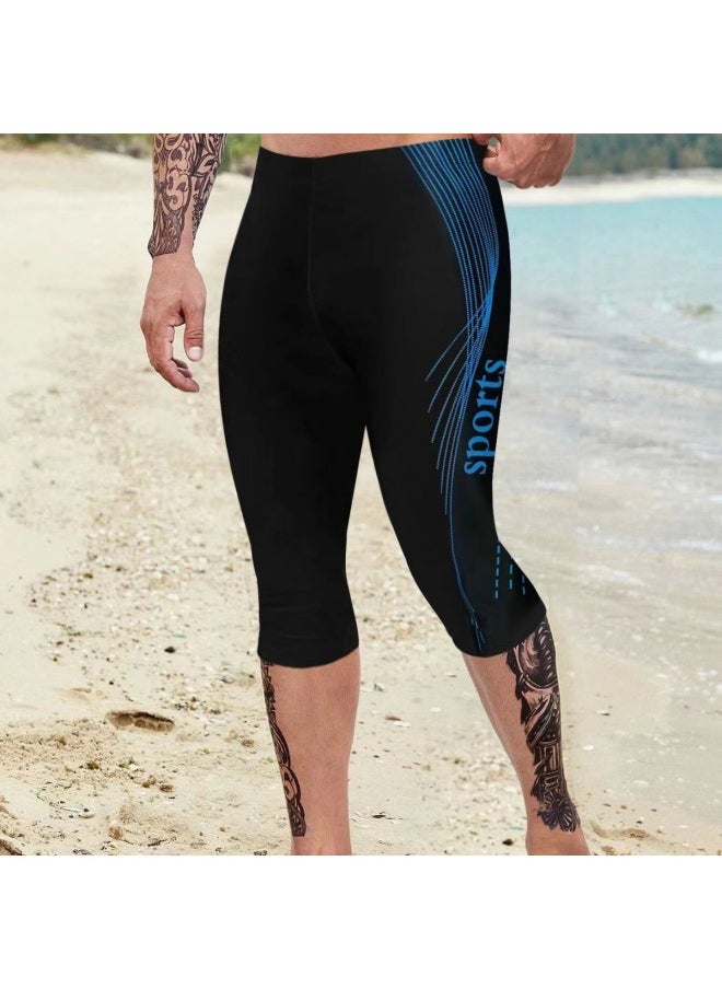 Loquat 2024 Men's Swimming Training Running Beach High Waist Plus Size Multi-functional Sports Shorts-Color:Black-  - Image 2