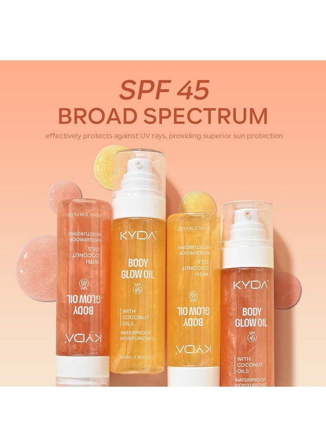 KYDA KYDA Body Glow Oil, SPF 45 Broad Spectrum, Sunscreen Body Oil with Rose Gold Mica, Moisturizing Coconut Body Oil, Glow Body Moisturizer, Lightweight, Water Resistant, 3.38 fl oz, ROSE  - Image 3