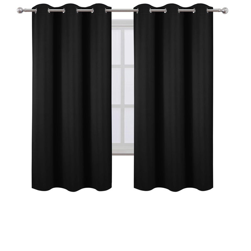 LEMOMO Black Blackout Curtains 34 x 63 Inch Length/Set of 2 Curtain Panels/Thermal Insulated Room Darkening Blackout Curtains for Bedroom - Image 2