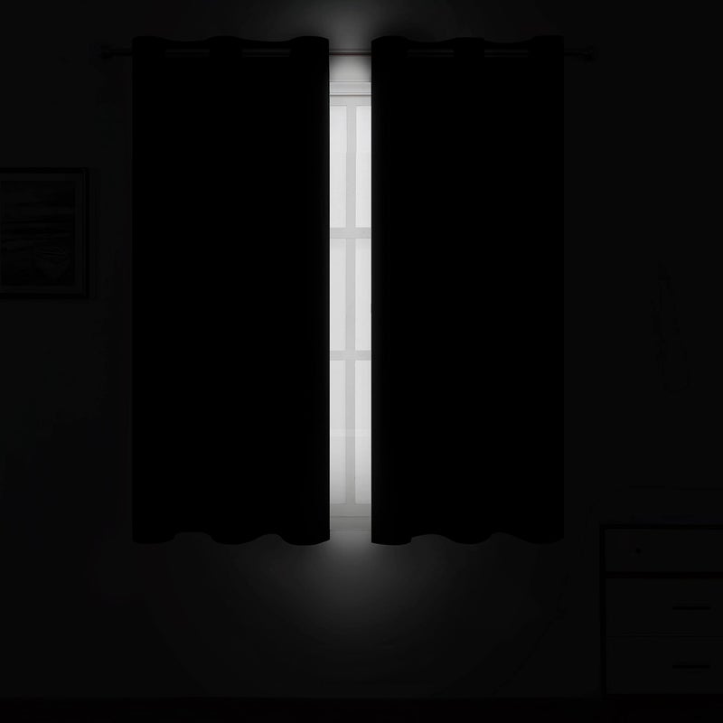 LEMOMO Black Blackout Curtains 34 x 63 Inch Length/Set of 2 Curtain Panels/Thermal Insulated Room Darkening Blackout Curtains for Bedroom - Image 3