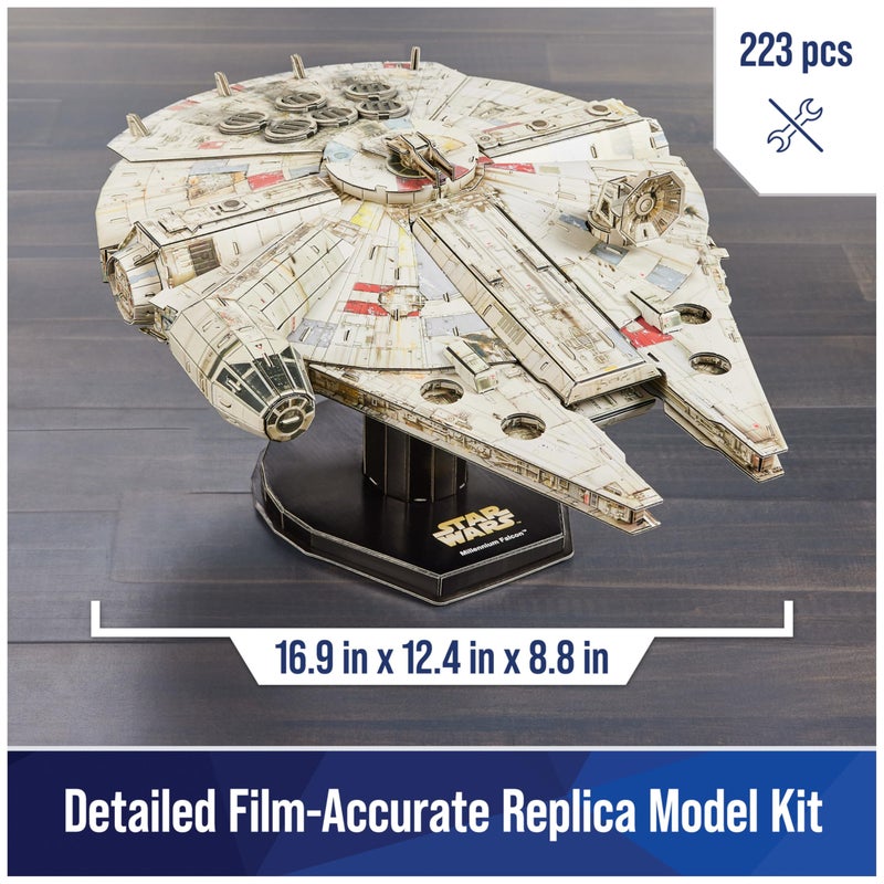 4D Build Star Wars Millennium Falcon 3D Model Kit, Star Wars Gifts, Desk Decor for Fans & Collectors, 223 Pieces, 3D Puzzles, Gift Ideas for Ages 12 & Up - Image 2