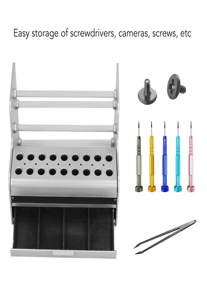 EVTSCAN 200x170x160 mm Compact Desktop Small Tool Holder Organizer, with 18 Holes and 4 Compartments, ABS Plastic Easy Assembly Workbench Tool Rack for Screwdriver, Wrench, Plier - Image 3