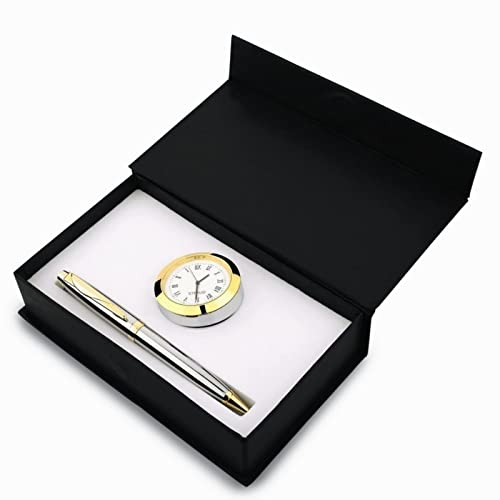 FABULASTIC Corporate Gift Set | Pen with Gold Chrome Table Clock | Birthday Gift for Boyfriend/Husband/Brother/Father | Gift for Men Special Unique | Men Gift Ideas - Image 1