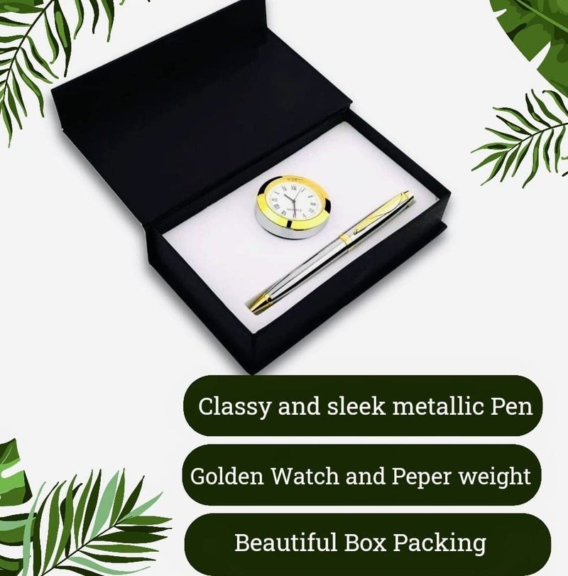 FABULASTIC Corporate Gift Set | Pen with Gold Chrome Table Clock | Birthday Gift for Boyfriend/Husband/Brother/Father | Gift for Men Special Unique | Men Gift Ideas - Image 5