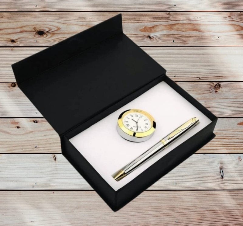 FABULASTIC Corporate Gift Set | Pen with Gold Chrome Table Clock | Birthday Gift for Boyfriend/Husband/Brother/Father | Gift for Men Special Unique | Men Gift Ideas - Image 3