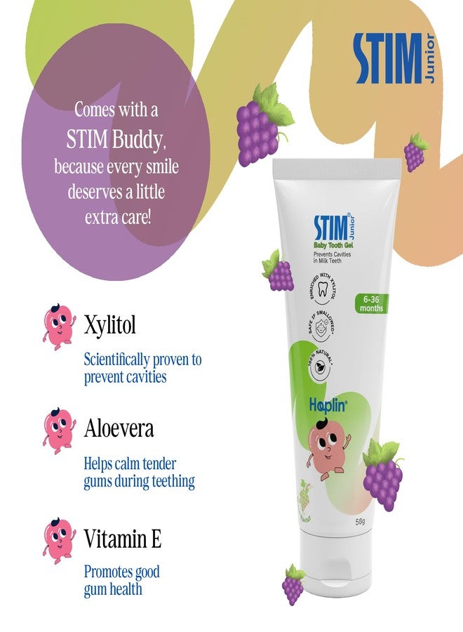 STIM Junior Baby Toothbrush | 1–3 Years | Ultra-Soft Baby Friendly Bristles | Gentle Toothbrush for 1 Year Old Baby & Toddlers | Safe & Gentle for Milk Teeth | Includes Safe-to-Swallow Toothpaste with Xylitol | Dentist Recommended | (2 Brushes) - Image 4