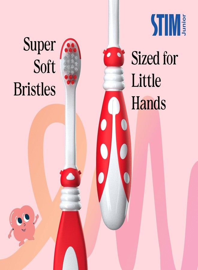 STIM Junior Baby Toothbrush | 1–3 Years | Ultra-Soft Baby Friendly Bristles | Gentle Toothbrush for 1 Year Old Baby & Toddlers | Safe & Gentle for Milk Teeth | Includes Safe-to-Swallow Toothpaste with Xylitol | Dentist Recommended | (2 Brushes) - Image 2