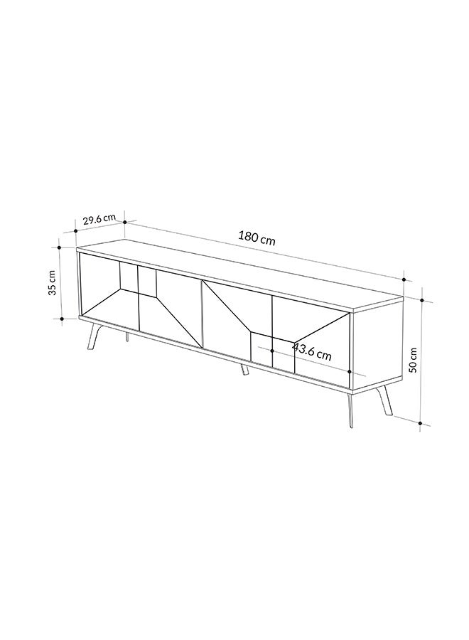 Mourah Home Dune Tv Stand Up To 70 Inches Tvs | Modern Tv Cabinet 4Door | Modern Tv Units For Living Room | Storage Cabinet | 180X29.6X50 Cm| Oak  - Image 2