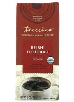 teeccino Mushroom Herbal Coffee Reishi Eleuthero Dark Roast, Caffeine Free 10 oz 284 g 