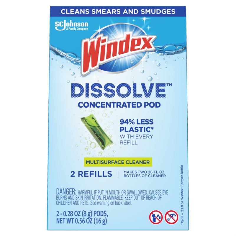 Windex Dissolve Concentrated Pods, Multisurface Cleaner, 2 Concentrated Dissolvable Refill Pods - Image 2