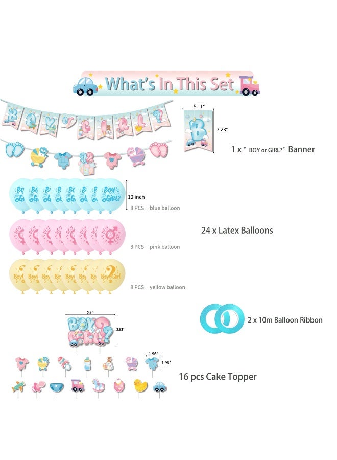 Baby Gender Reveal Party Pack Decorations Set, Boy or Girl Gender Reveal Baby Shower Cake Toppers Party Banner Supplies, Party Favor Pink and Blue Latex Balloons Decorations Kit - Image 2