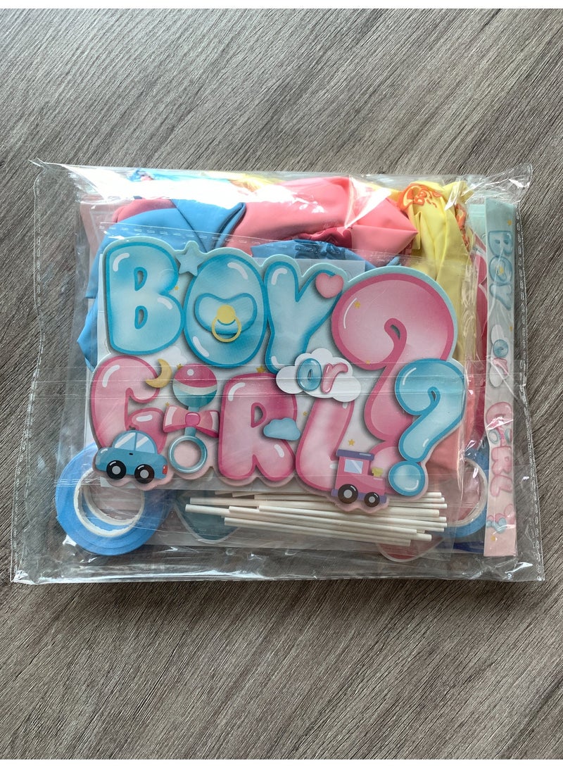 Baby Gender Reveal Party Pack Decorations Set, Boy or Girl Gender Reveal Baby Shower Cake Toppers Party Banner Supplies, Party Favor Pink and Blue Latex Balloons Decorations Kit - Image 3