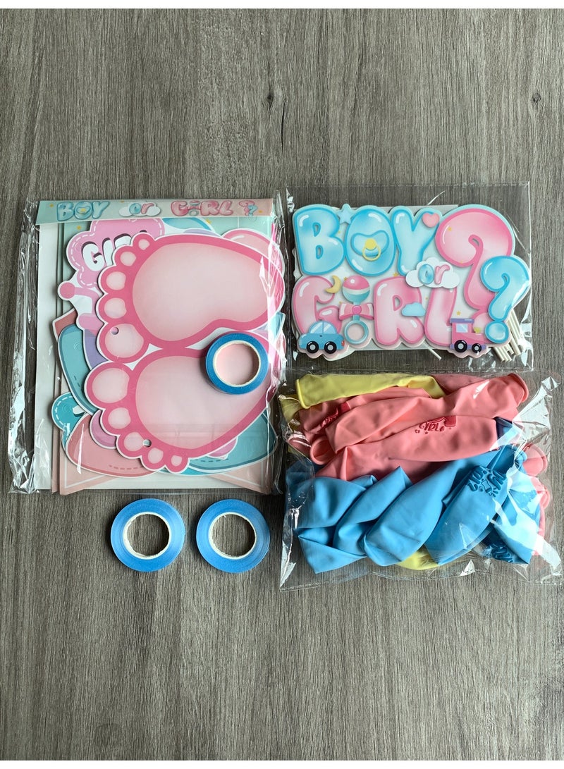 Baby Gender Reveal Party Pack Decorations Set, Boy or Girl Gender Reveal Baby Shower Cake Toppers Party Banner Supplies, Party Favor Pink and Blue Latex Balloons Decorations Kit - Image 4