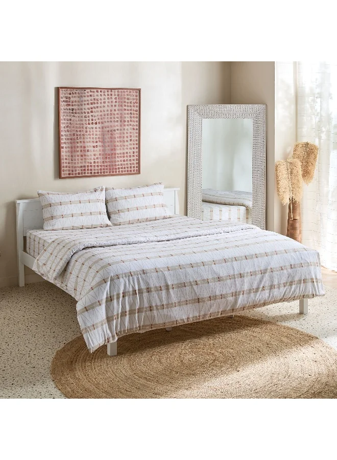 Home Box Malta Lattice 3-Piece Printed Cotton Super King Duvet Cover Set - 220x240 cm
