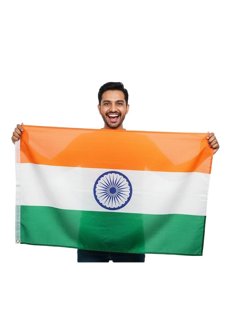 برينت شوب فور مي علم لافتة للنظر مقاس 3 × 5 أقدام خارجي أو داخلي للأحداث الرياضية والمنزل - مقاس بوليستر 90 × 150 سم - مثالي لمحبي الرياضة علم الهند - Image 1