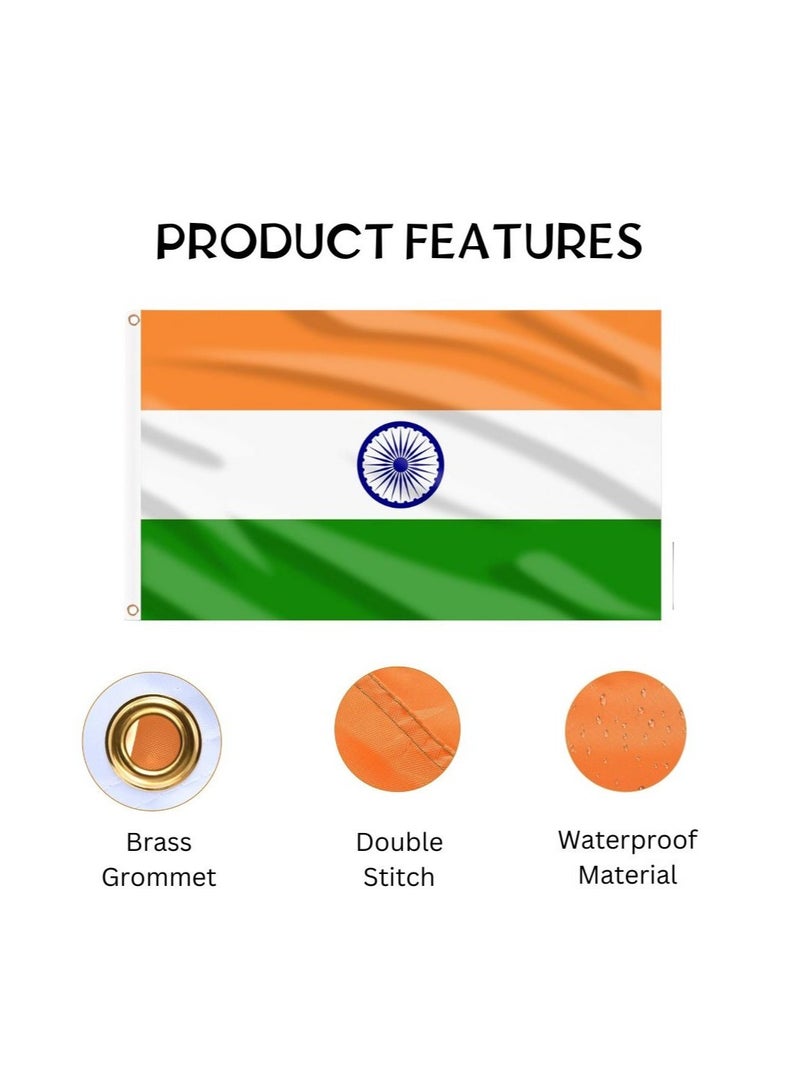 برينت شوب فور مي علم لافتة للنظر مقاس 3 × 5 أقدام خارجي أو داخلي للأحداث الرياضية والمنزل - مقاس بوليستر 90 × 150 سم - مثالي لمحبي الرياضة علم الهند - Image 4