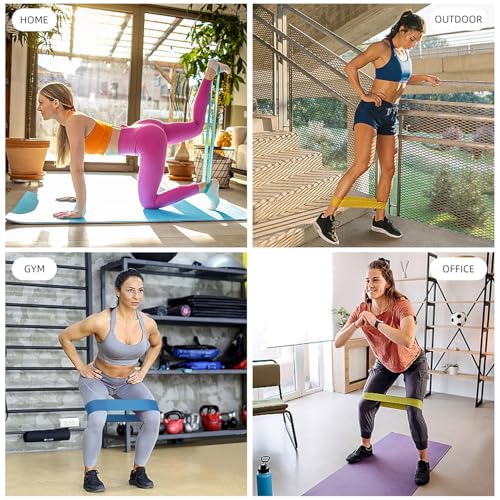 WSAKOUE Resistance Loop Exercise Bands for Home Fitness, Yoga Pilates, Stretching, Strength Training, and Physical Therapy - Elastic Bands Set Workout Bands for Women&Men - Colorful - Image 5