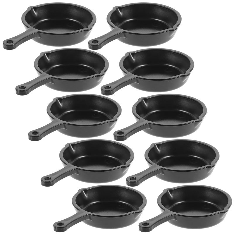 Miniature Dollhouse Kitchen Mini Frying Pans 10Pcs Lightweight Plastic Decor DIY Crafts - Image 2