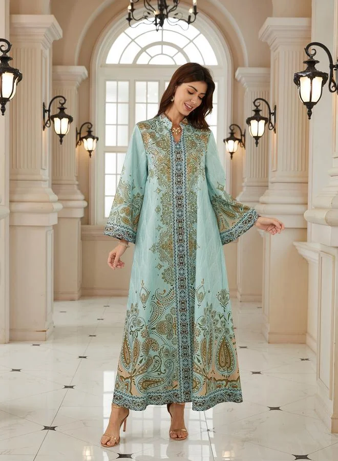 Take Two  Women Textured Floral Printed Collared Jalabiya for Women | Best Price UAE