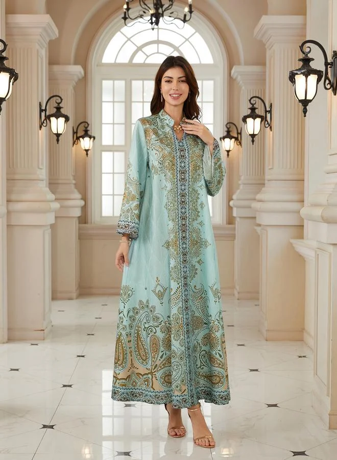 Take Two  Women Textured Floral Printed Collared Jalabiya for Women | Best Price UAE
