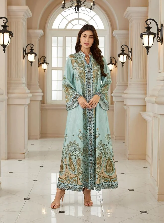 Take Two  Women Textured Floral Printed Collared Jalabiya for Women | Best Price UAE
