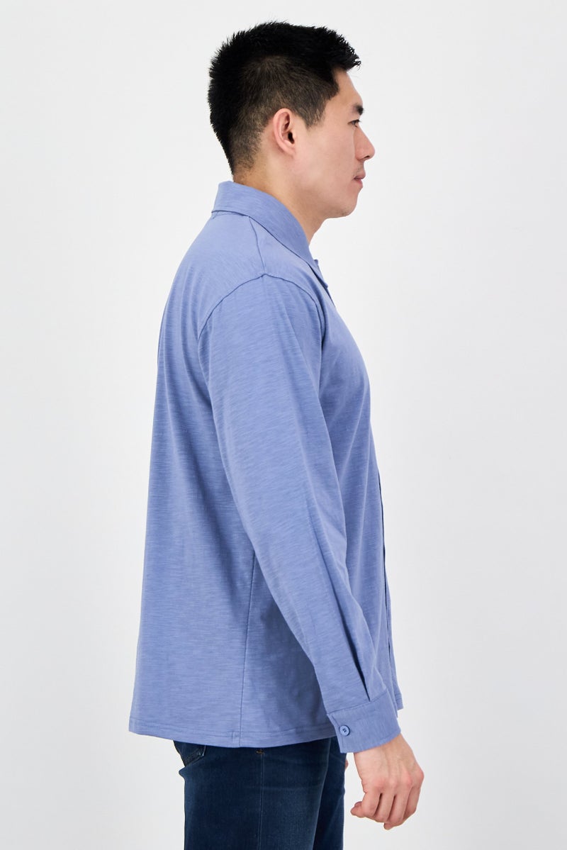 Aeropostale Men Regular Fit Solid Long Sleeve Casual Shirt, Blue - Image 2