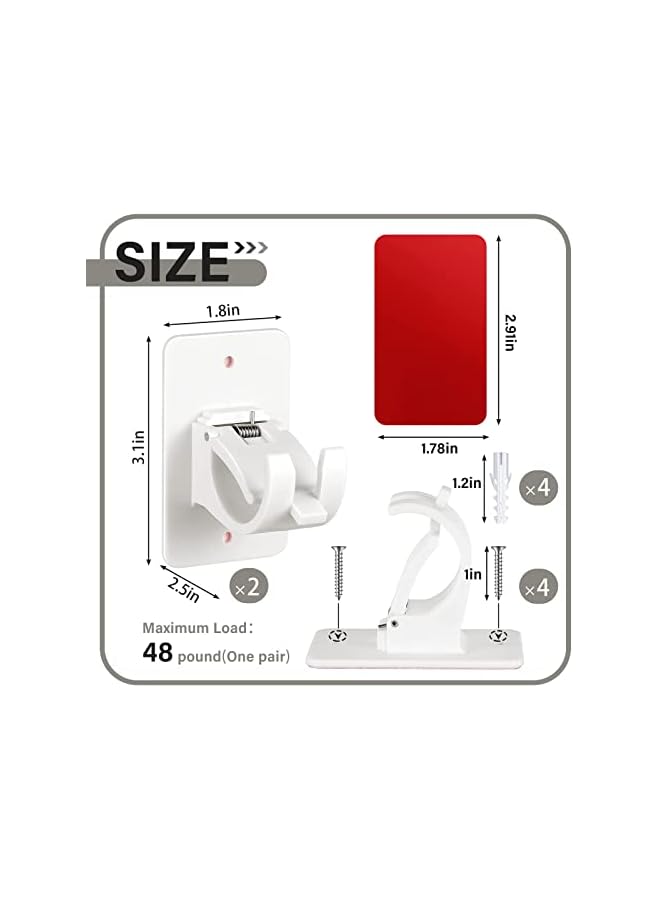 erorex Curtain Rod Bracket Holder,Curtain Rods No Drilling Adhesive Curtain Rod Holder Curtain Rod Bracket Curtain Hangers No Drilling Hooks Mounting Screws, Anchors and Sticky Strips  - Image 2