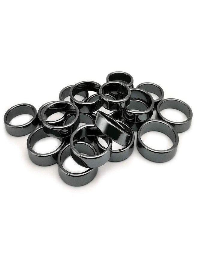 Morchic 20Pcs Pack Hematite Stone Rings for Women & Men, Unisex Flat Band Set (6mm Width) - Mixed Sizes 6-12, Chakra Balancing, Polished Gemstone, Gift Ready - Image 1